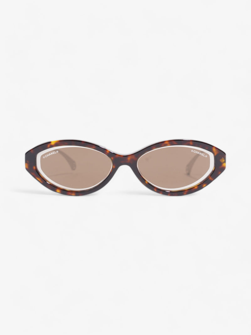  Chanel Oval Sunglasses Dark Tortoise Acetate 140mm