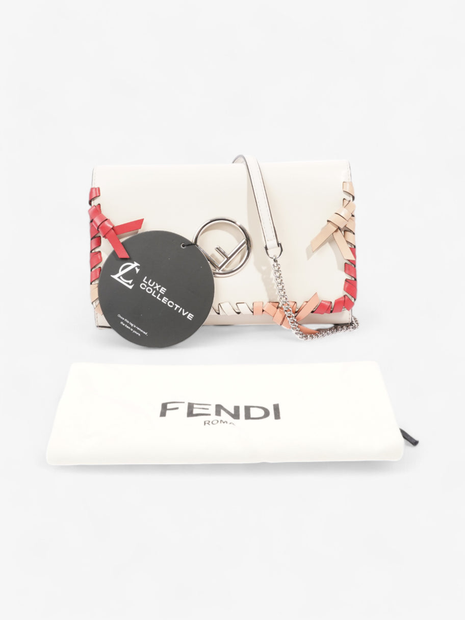 Fendi F is Fendi Whipstitch Bow Wallet On Chain Camelia / Multicoloured Calfskin Leather Image 8