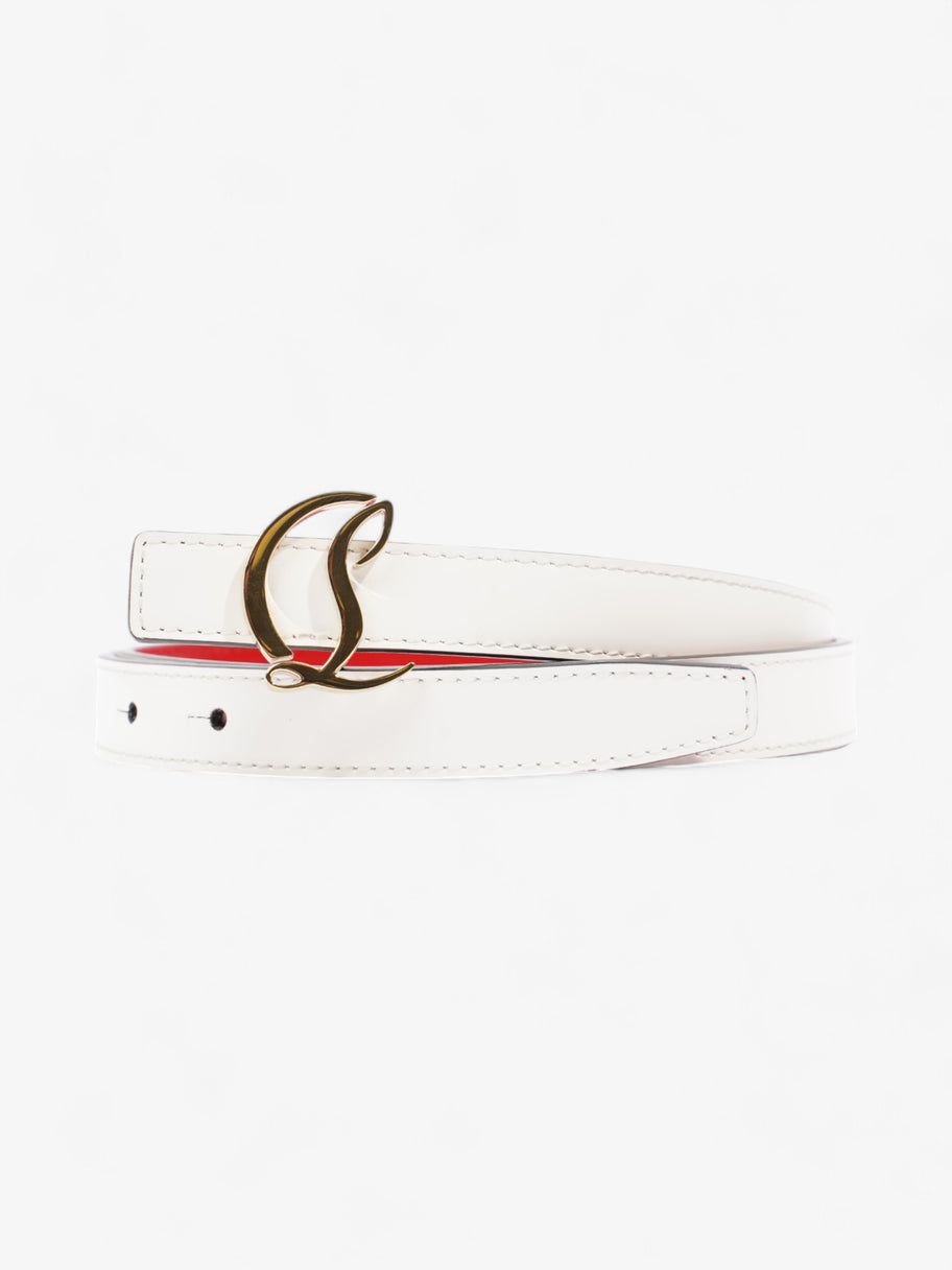 Christian Louboutin CL Logo Belt White / Red Calfskin Leather 85cm / 34