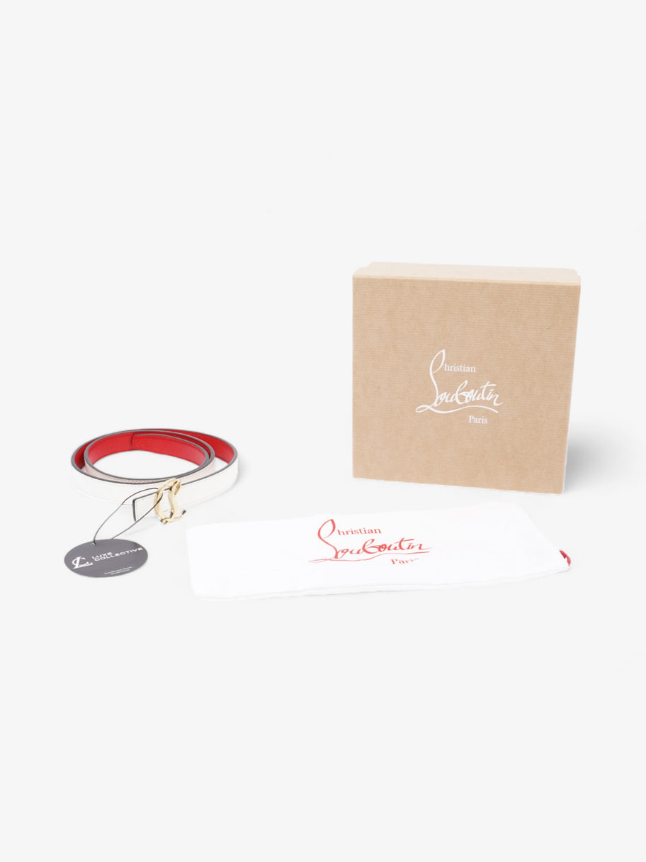 Christian Louboutin CL Logo Belt White / Red Calfskin Leather 85cm / 34