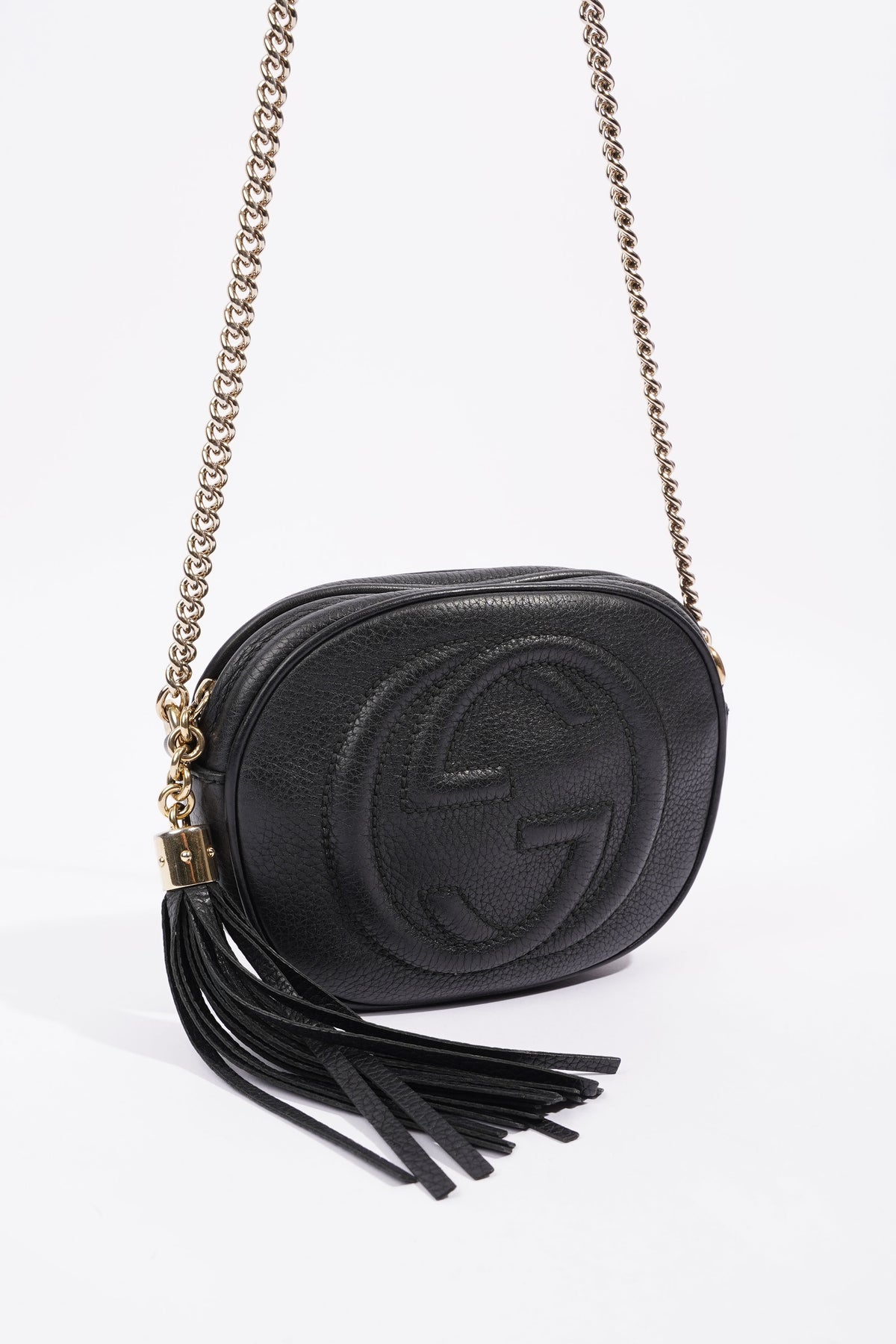 Gucci Soho Disco Chain Crossbody Bag Black Leather Mini Luxe