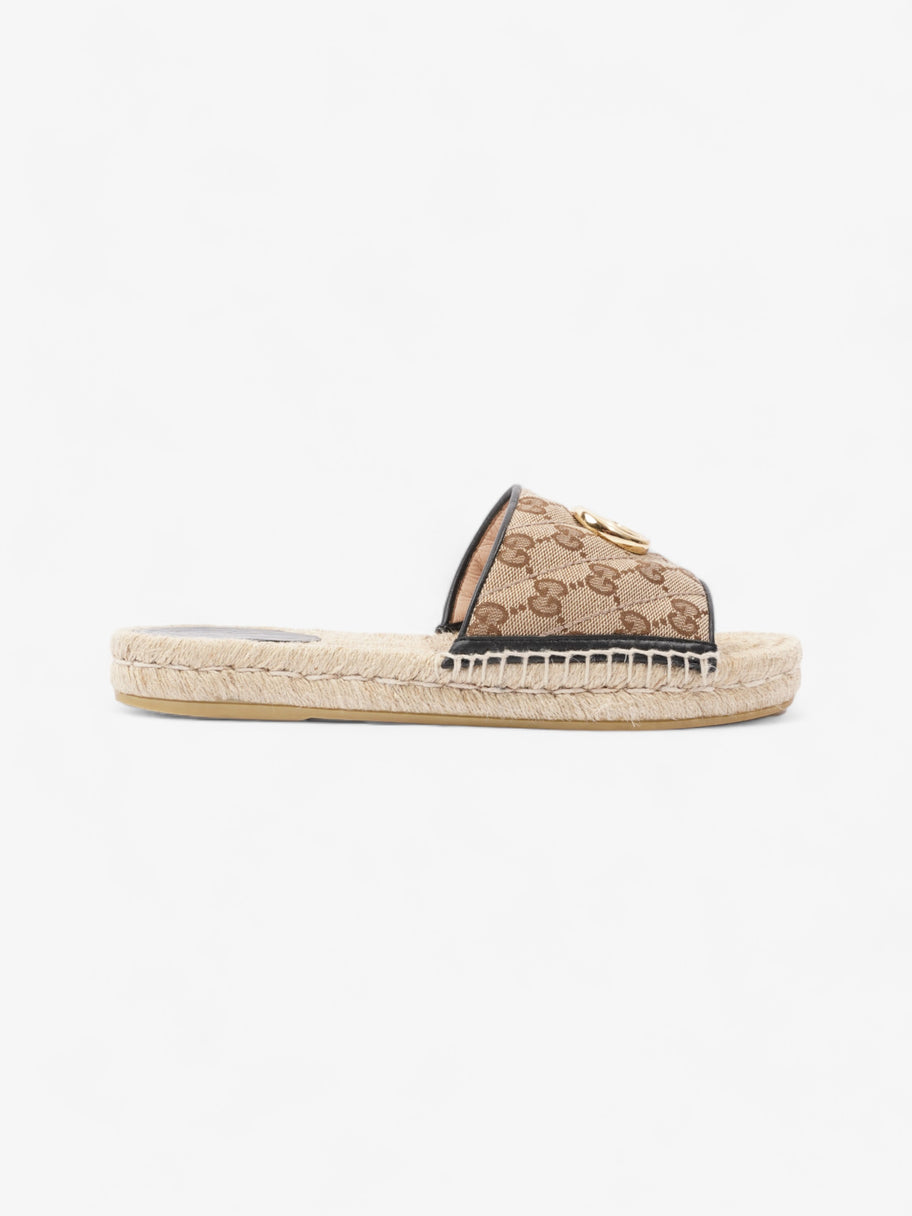 Gucci GG MATELASSÉ CANVAS ESPADRILLE SANDAL Beige Monogram / Black Canvas EU 38.5 UK 5.5 Image 1