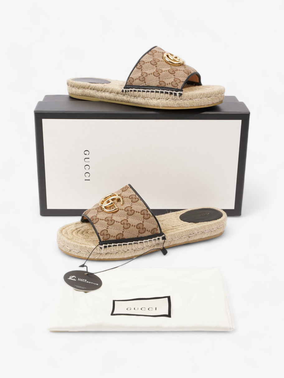 Gucci GG MATELASSÉ CANVAS ESPADRILLE SANDAL Beige Monogram / Black Canvas EU 38.5 UK 5.5 Image 11