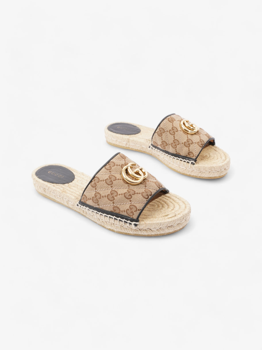 Gucci GG MATELASSÉ CANVAS ESPADRILLE SANDAL Beige Monogram / Black Canvas EU 38.5 UK 5.5 Image 2