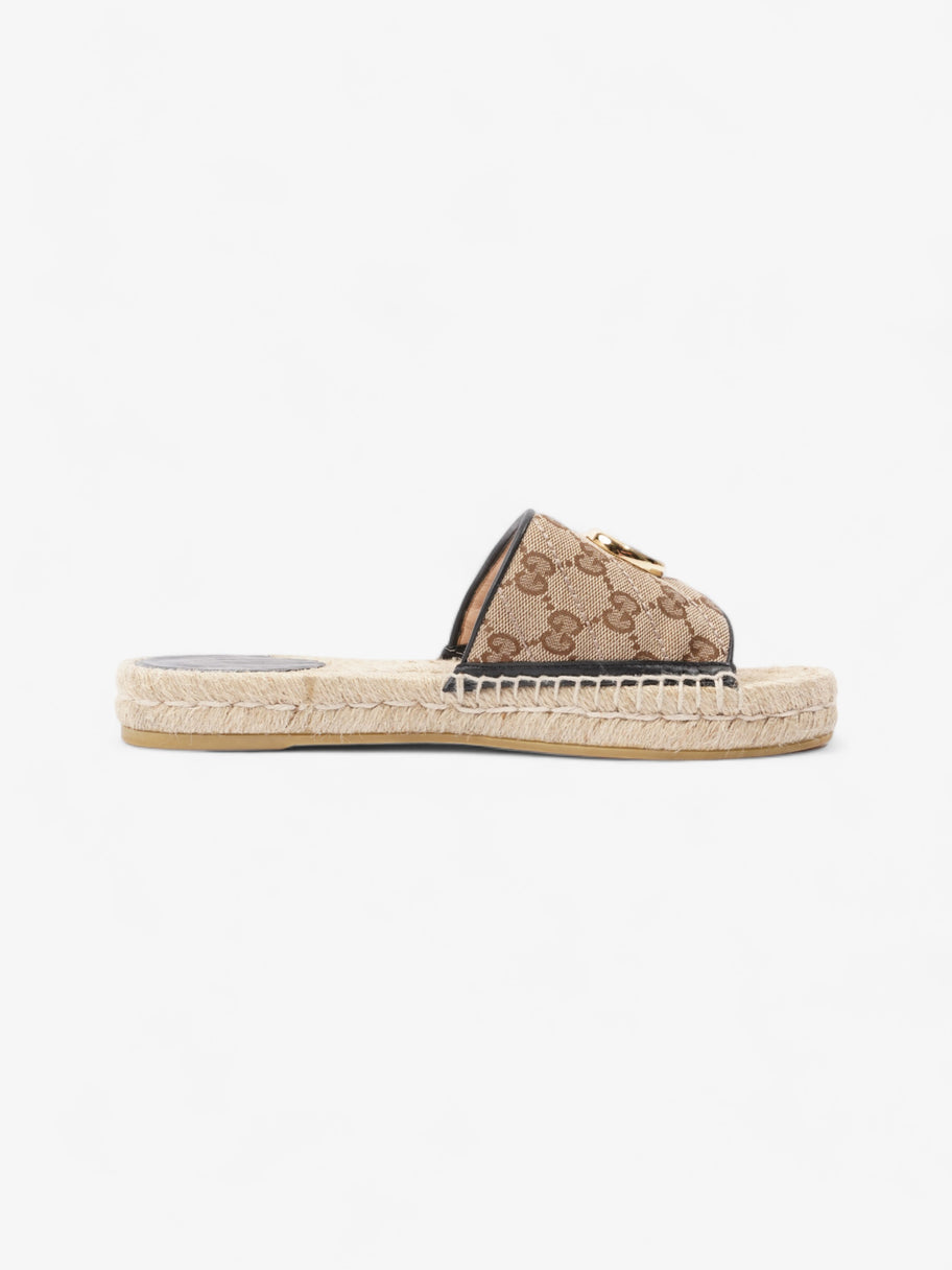 Gucci GG MATELASSÉ CANVAS ESPADRILLE SANDAL Beige Monogram / Black Canvas EU 38.5 UK 5.5 Image 4