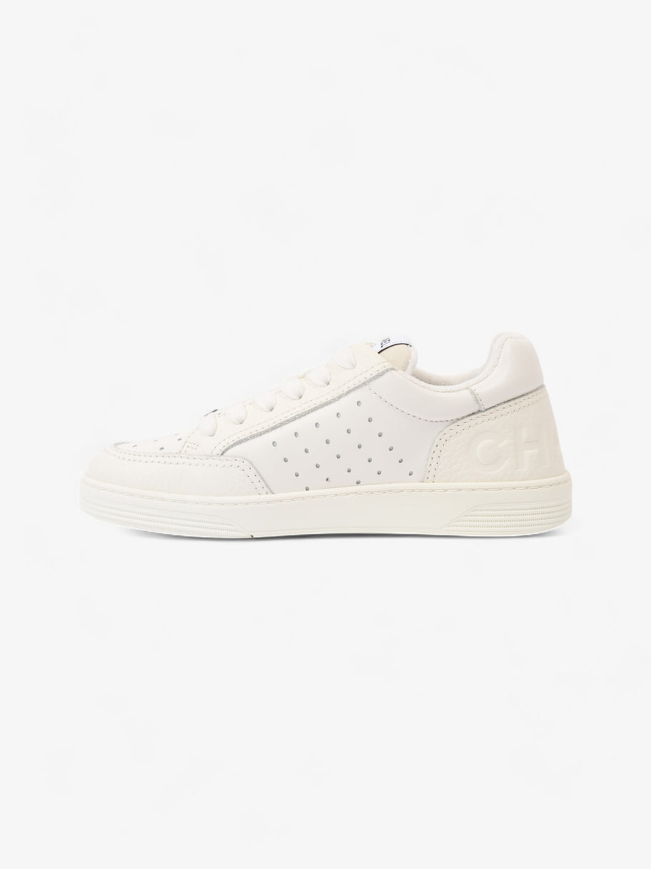 Chanel Perforated Low Top Sneakers White Leather EU 37 UK 4 Image 3