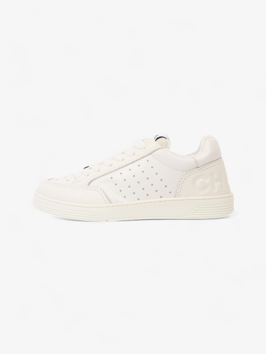 Chanel Perforated Low Top Sneakers White Leather EU 37 UK 4 Image 5