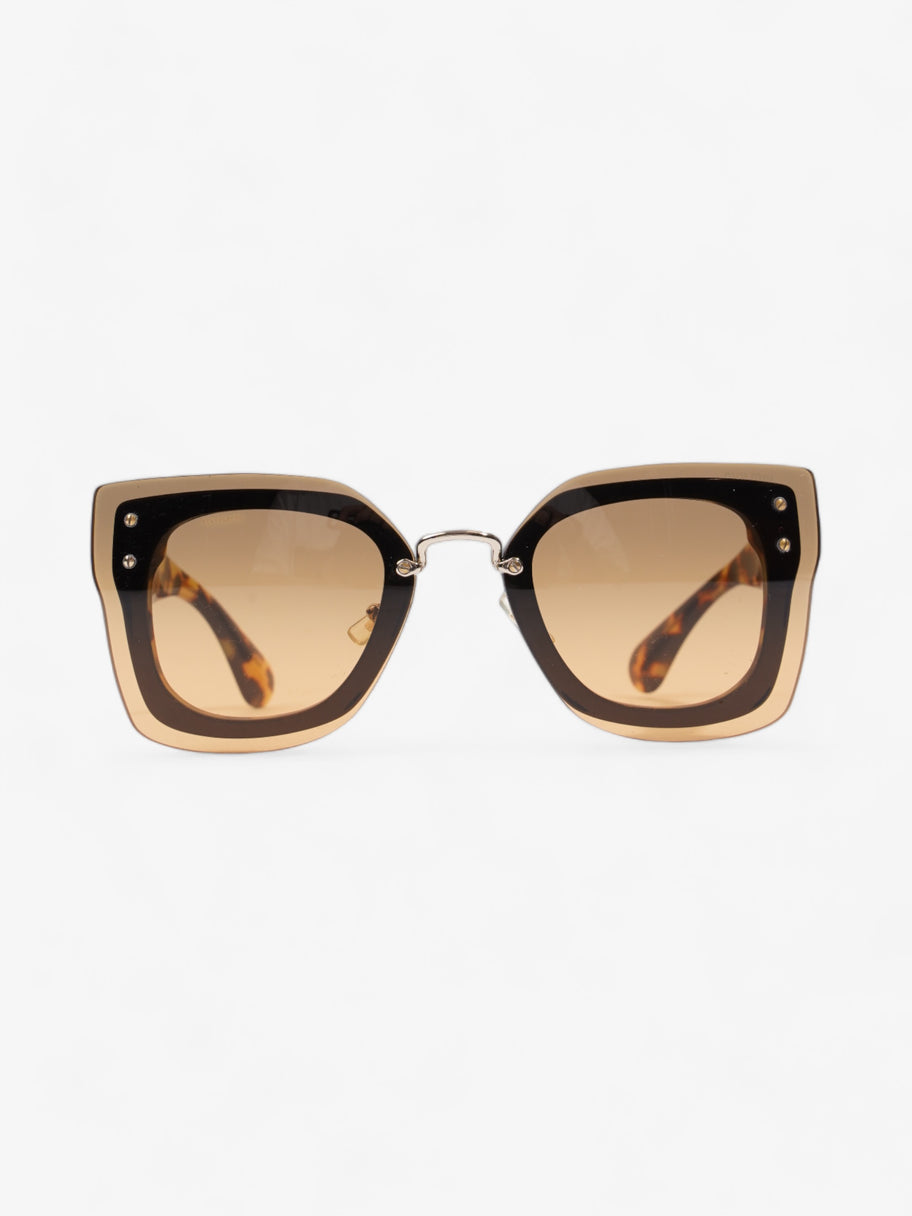 Miu Miu Oversized Square Sunglasses Brown Tortoiseshell Orange Acetate 140mm Image 1