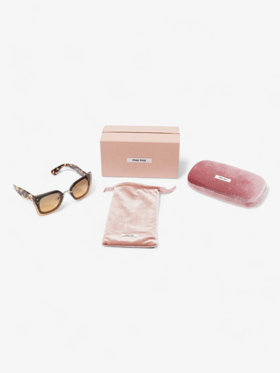 Miu Miu Oversized Square Sunglasses Brown Tortoiseshell Orange Acetate 140mm Image 8