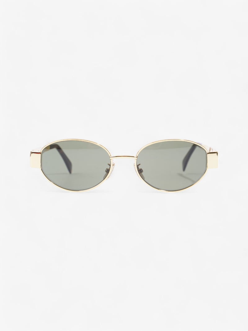  Celine Triomphe Oval Sunglasses Gold / Havana Brown Acetate 135mm