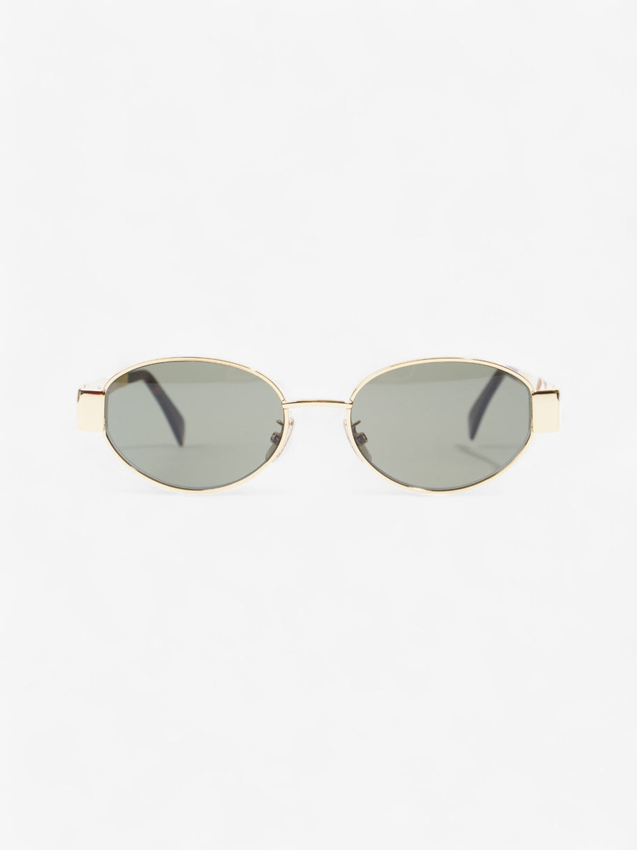 Celine Triomphe Oval Sunglasses Gold / Havana Brown Acetate 135mm Image 1