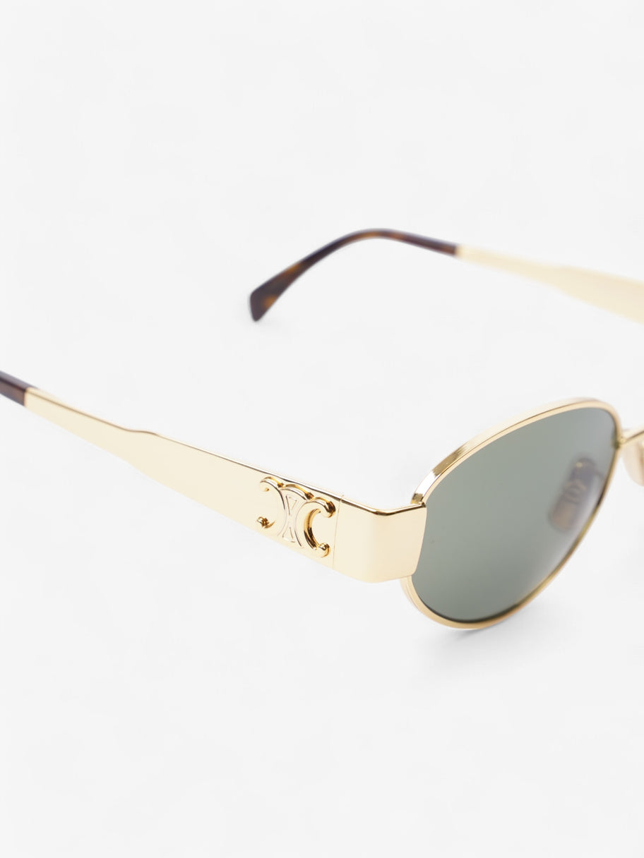 Celine Triomphe Oval Sunglasses Gold / Havana Brown Acetate 135mm Image 2