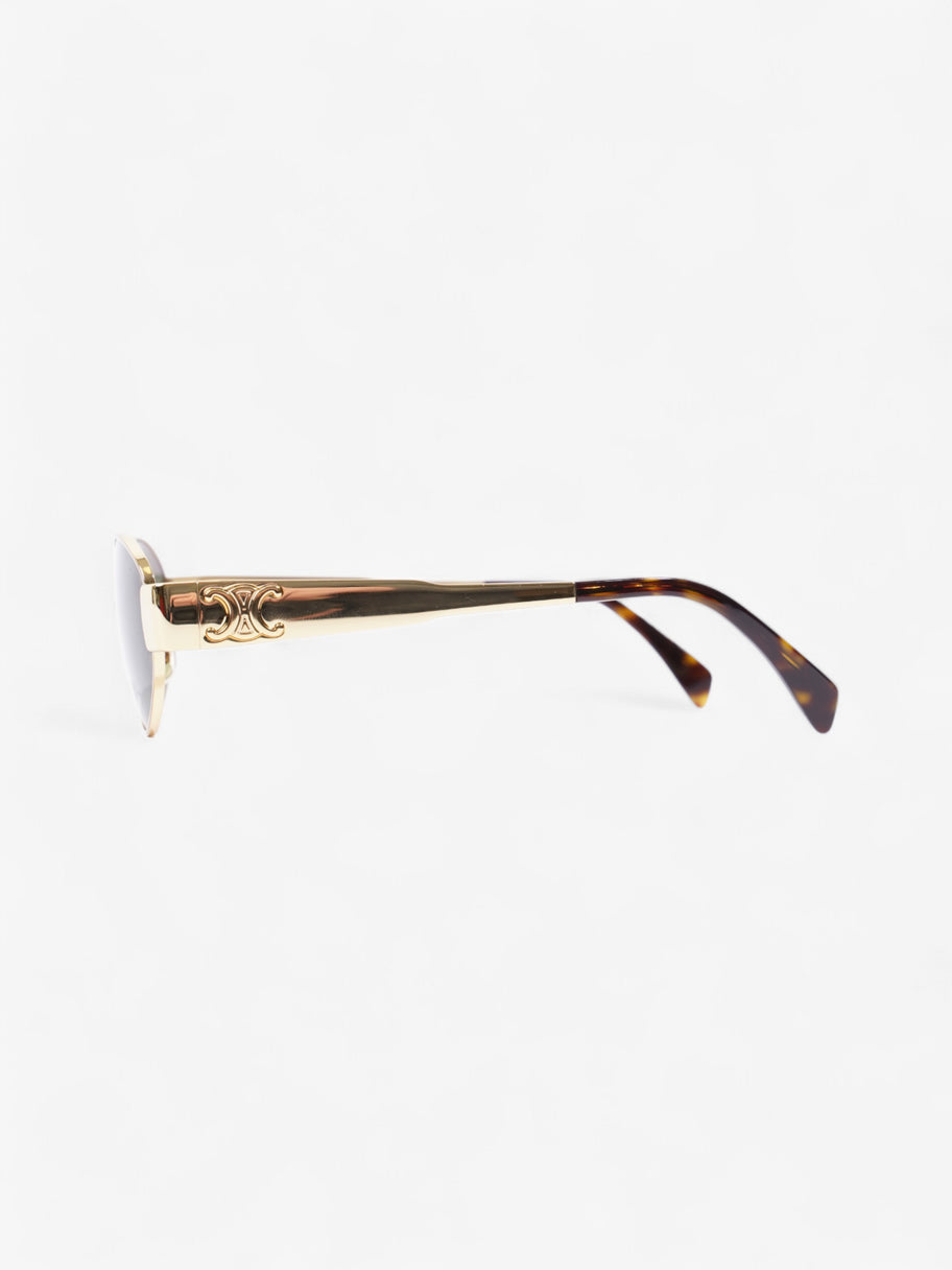 Celine Triomphe Oval Sunglasses Gold / Havana Brown Acetate 135mm Image 3