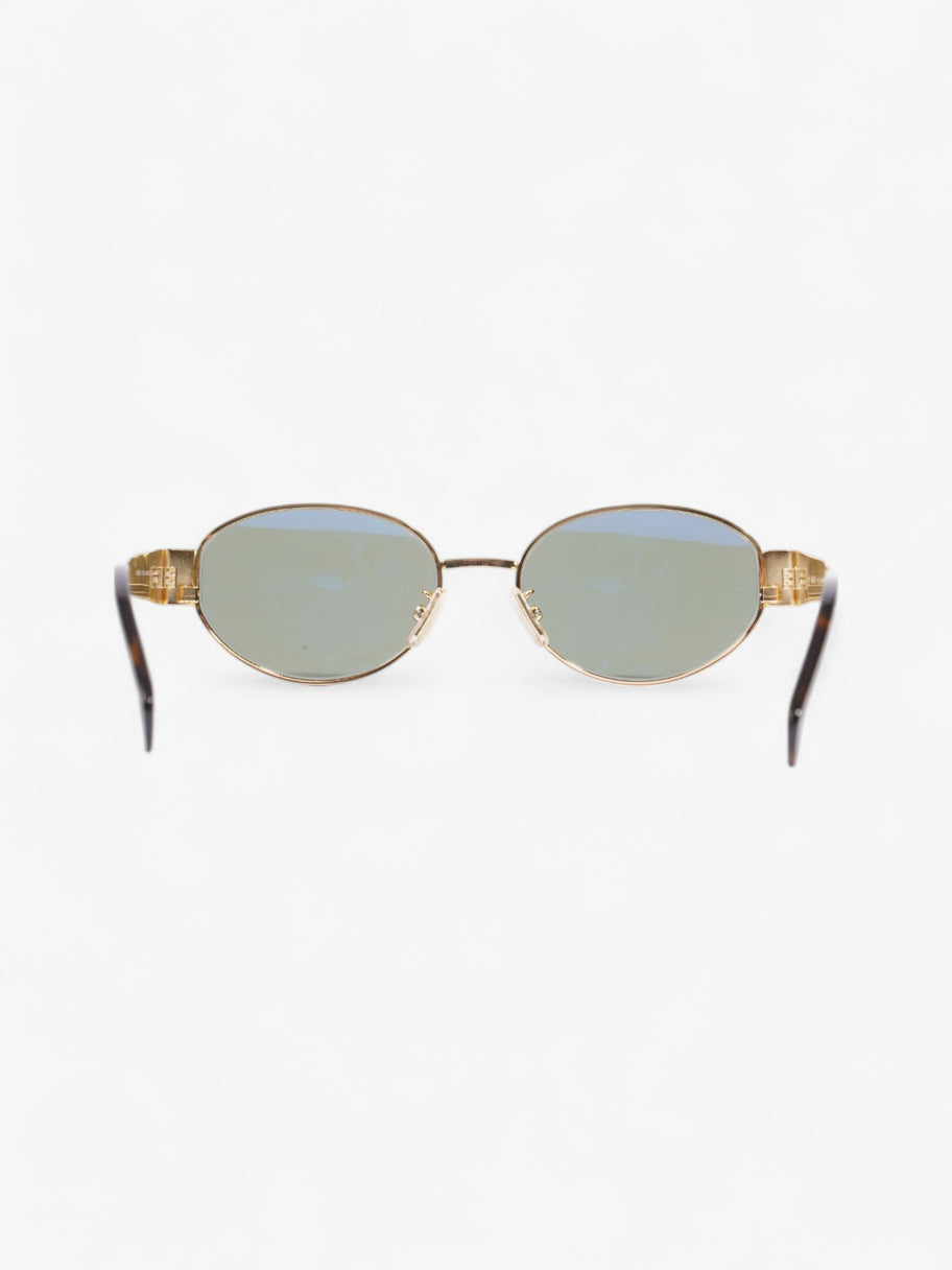 Celine Triomphe Oval Sunglasses Gold / Havana Brown Acetate 135mm Image 4