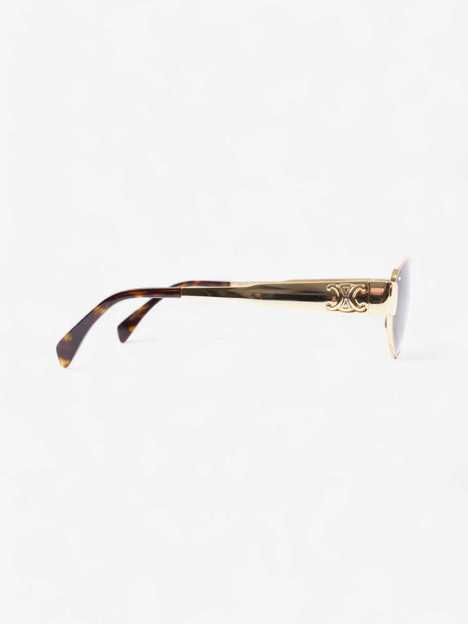 Celine Triomphe Oval Sunglasses Gold / Havana Brown Acetate 135mm Image 5