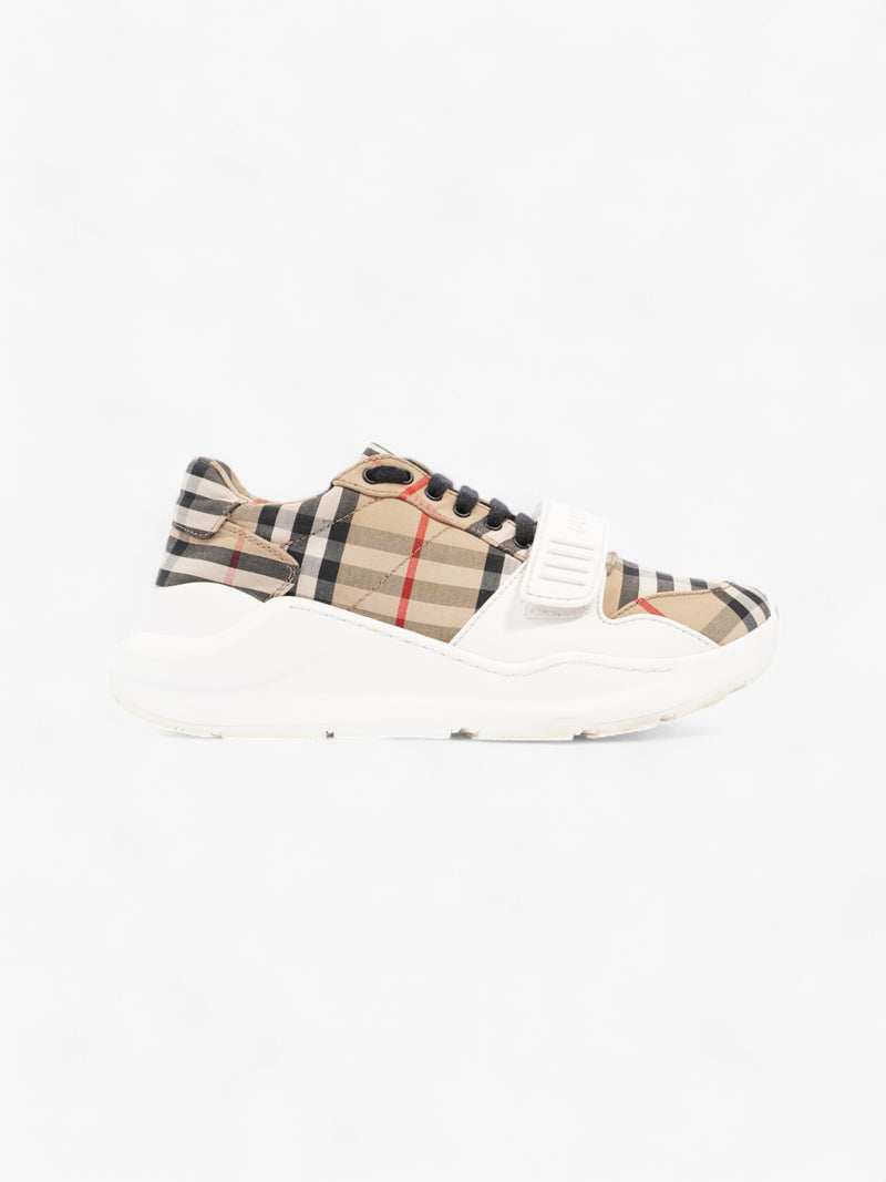  Burberry Regis Sneakers Beige Checkered / White / Black Canvas EU 37.5 UK 4.5