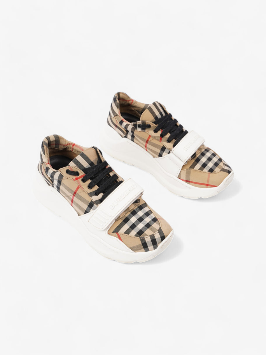 Burberry Regis Sneakers Beige Checkered / White / Black Canvas EU 37.5 UK 4.5 Image 2