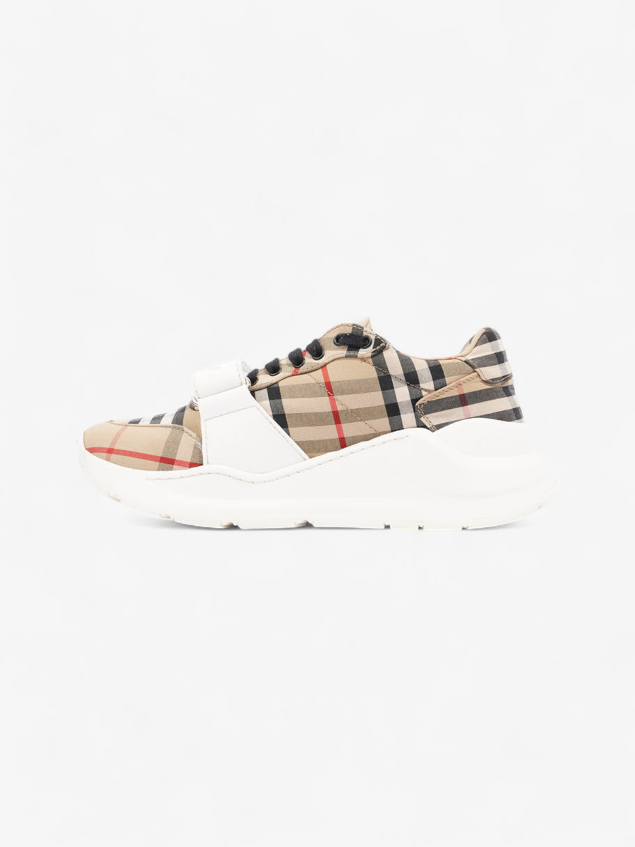 Burberry Regis Sneakers Beige Checkered / White / Black Canvas EU 37.5 UK 4.5 Image 3