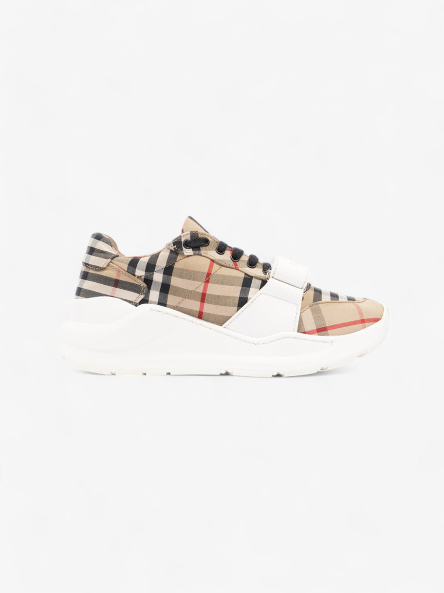 Burberry Regis Sneakers Beige Checkered / White / Black Canvas EU 37.5 UK 4.5 Image 4