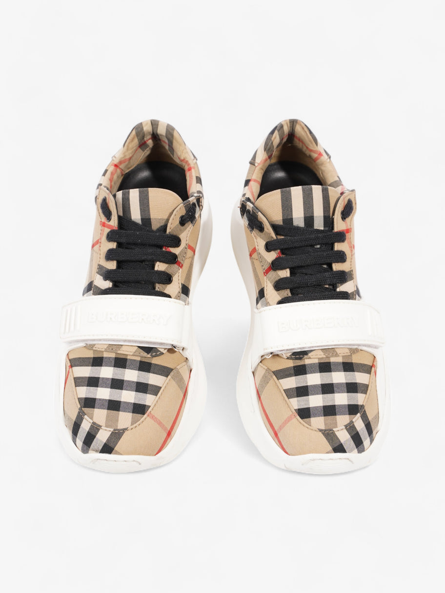 Burberry Regis Sneakers Beige Checkered / White / Black Canvas EU 37.5 UK 4.5 Image 8