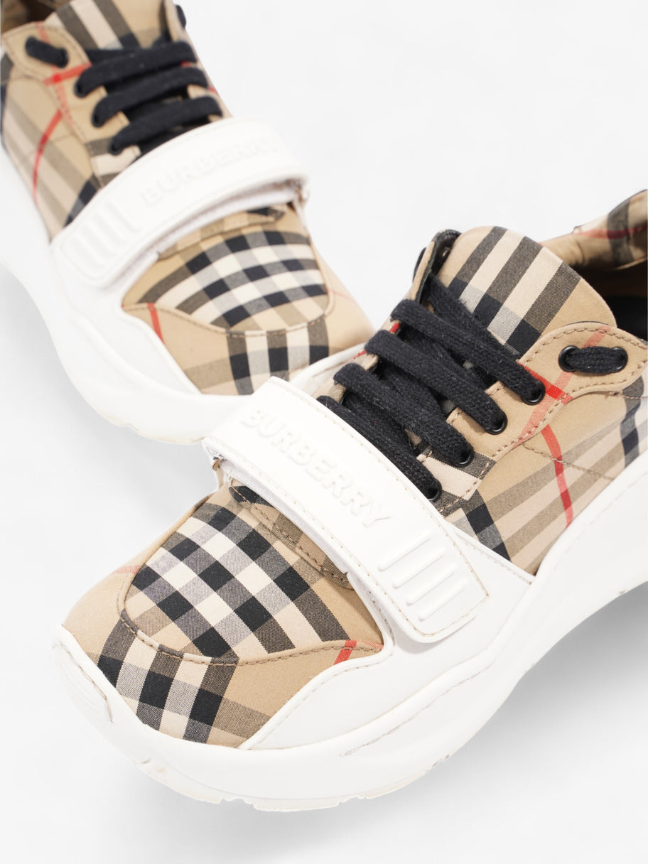 Burberry Regis Sneakers Beige Checkered / White / Black Canvas EU 37.5 UK 4.5 Image 9