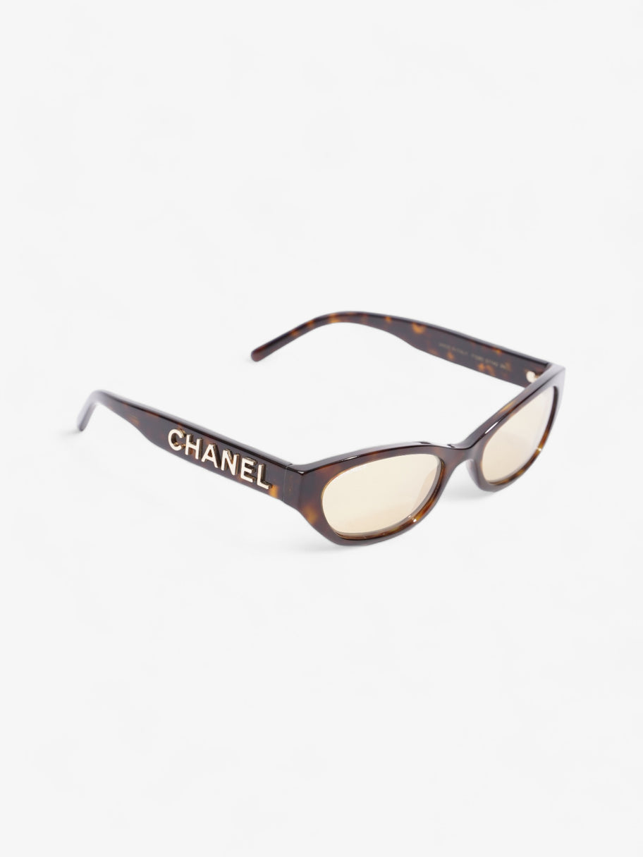 Chanel Small Rectangle Sunglasses Brown  / Gold Acetate 135mm Image 2