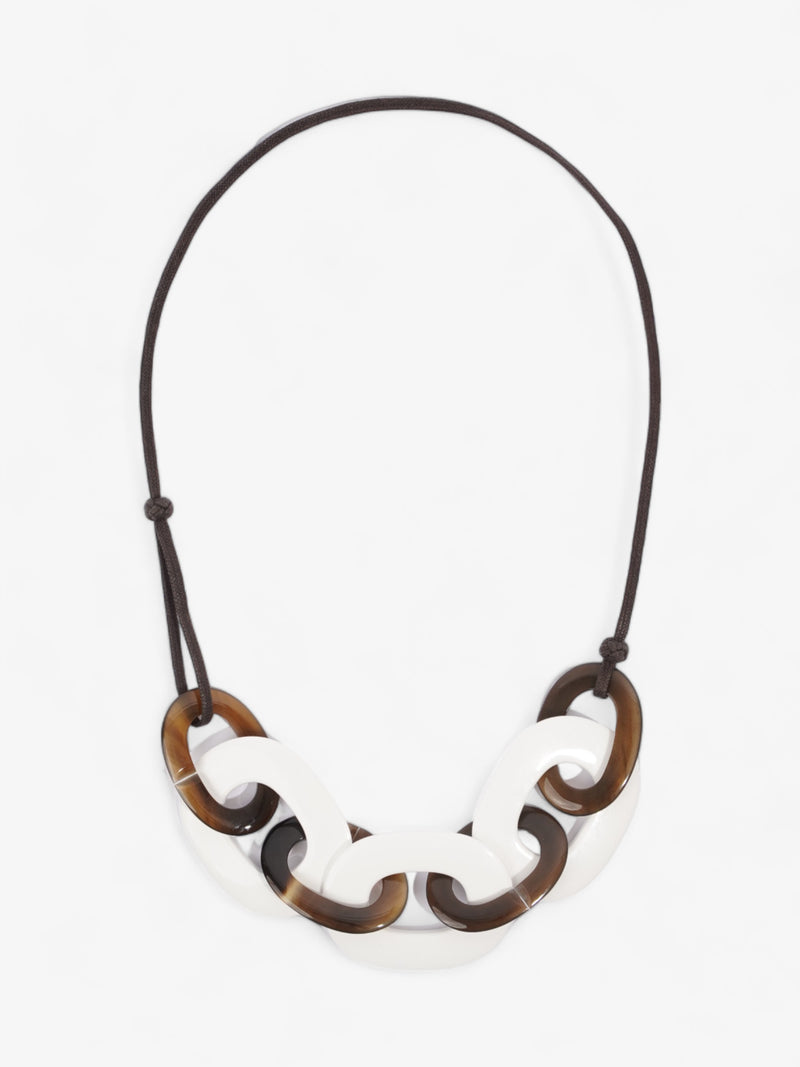  Karamba Buffalo Horn Necklace Brown  / White Cord