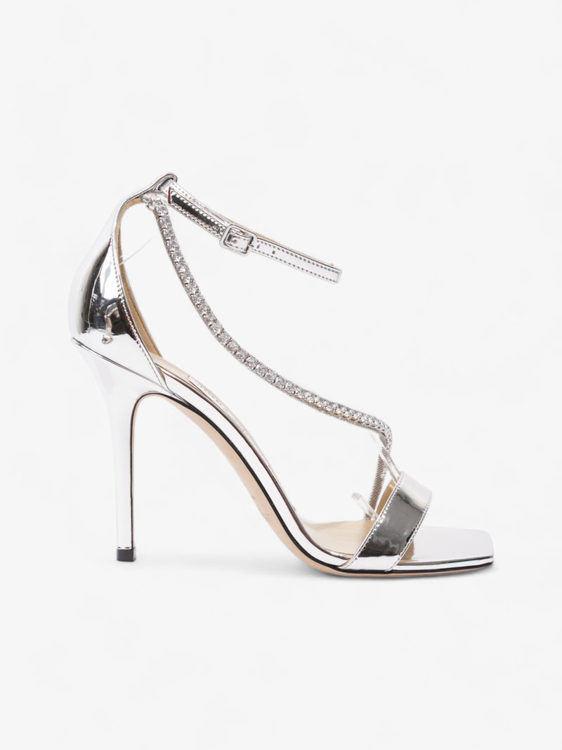  Jimmy Choo Talika 85mm Silver Patent Leather EU 38 UK 5