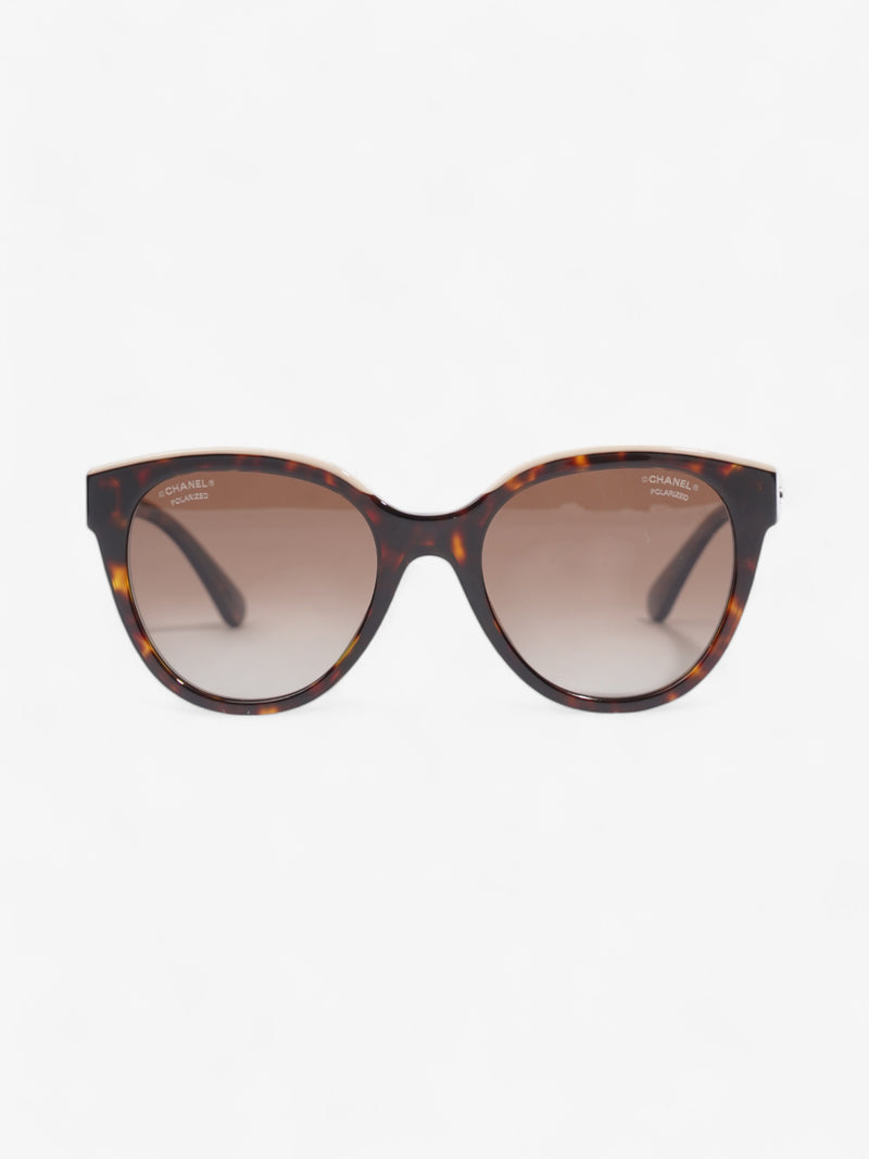  Chanel Chanel polarised butterfly sunglasses - Dark tortoise and beige Beige / Brown / Black