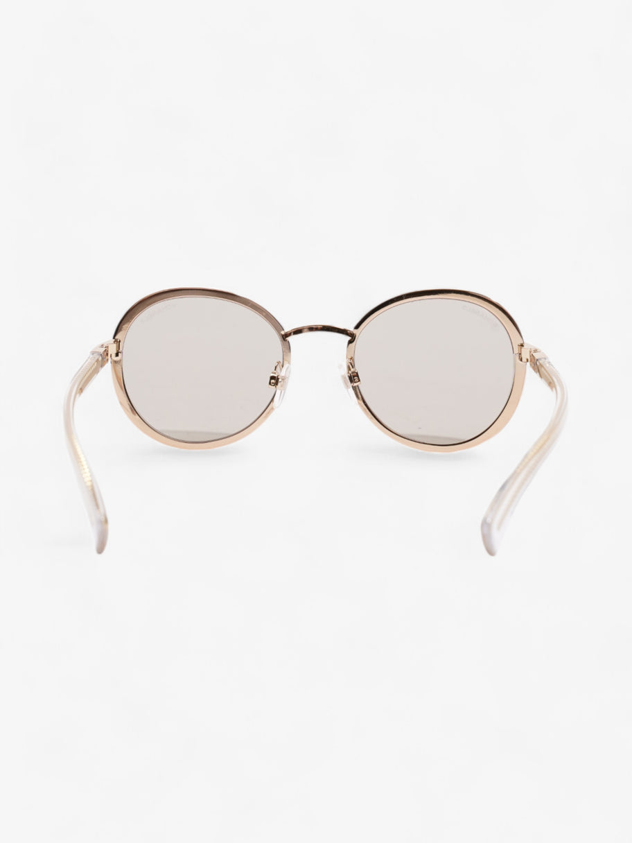 Chanel Round Sunglasses Gold Acetate 125mm Image 3