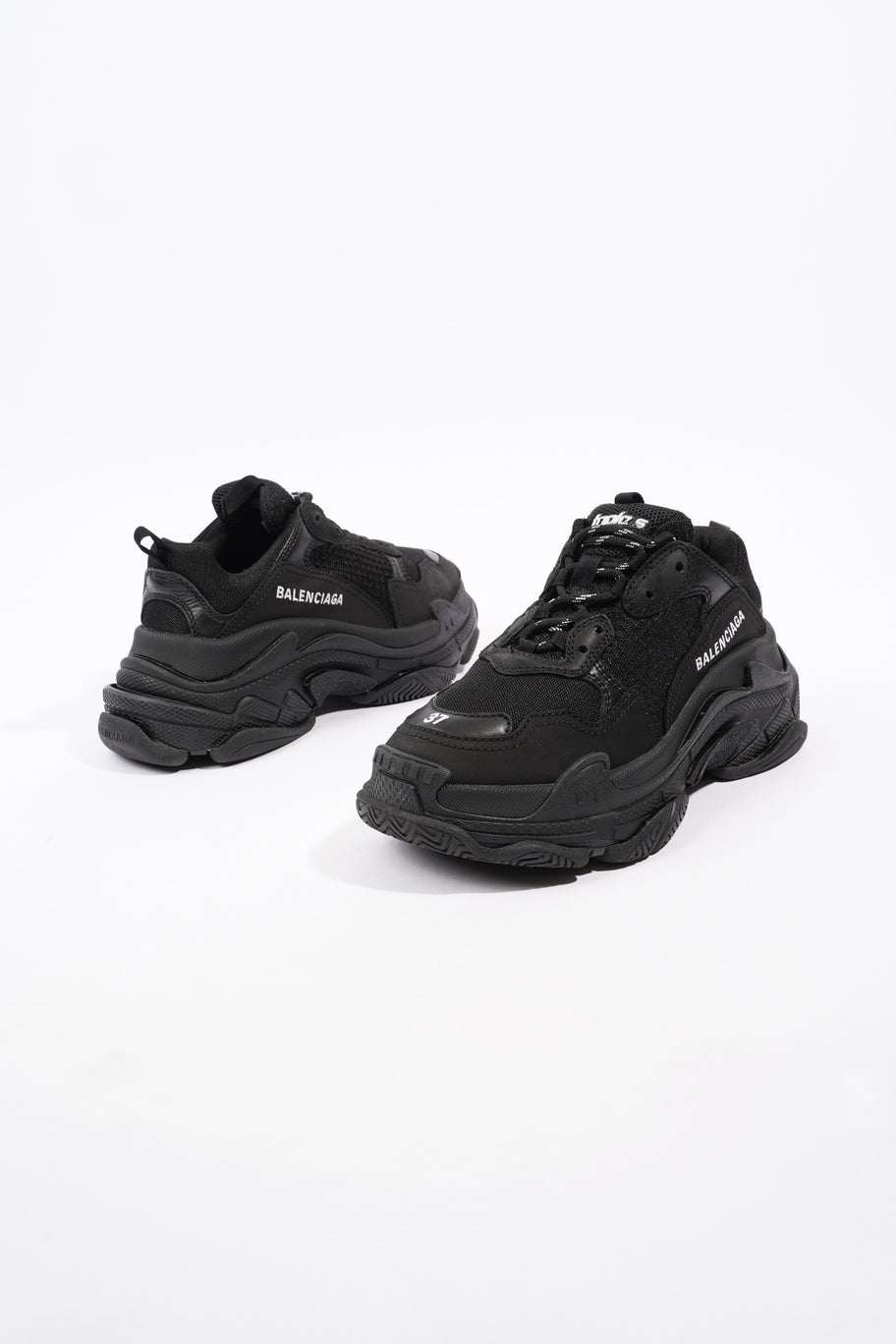 Balenciaga Triple S Sneaker Black Knit EU 37 UK 4 Luxe Collective