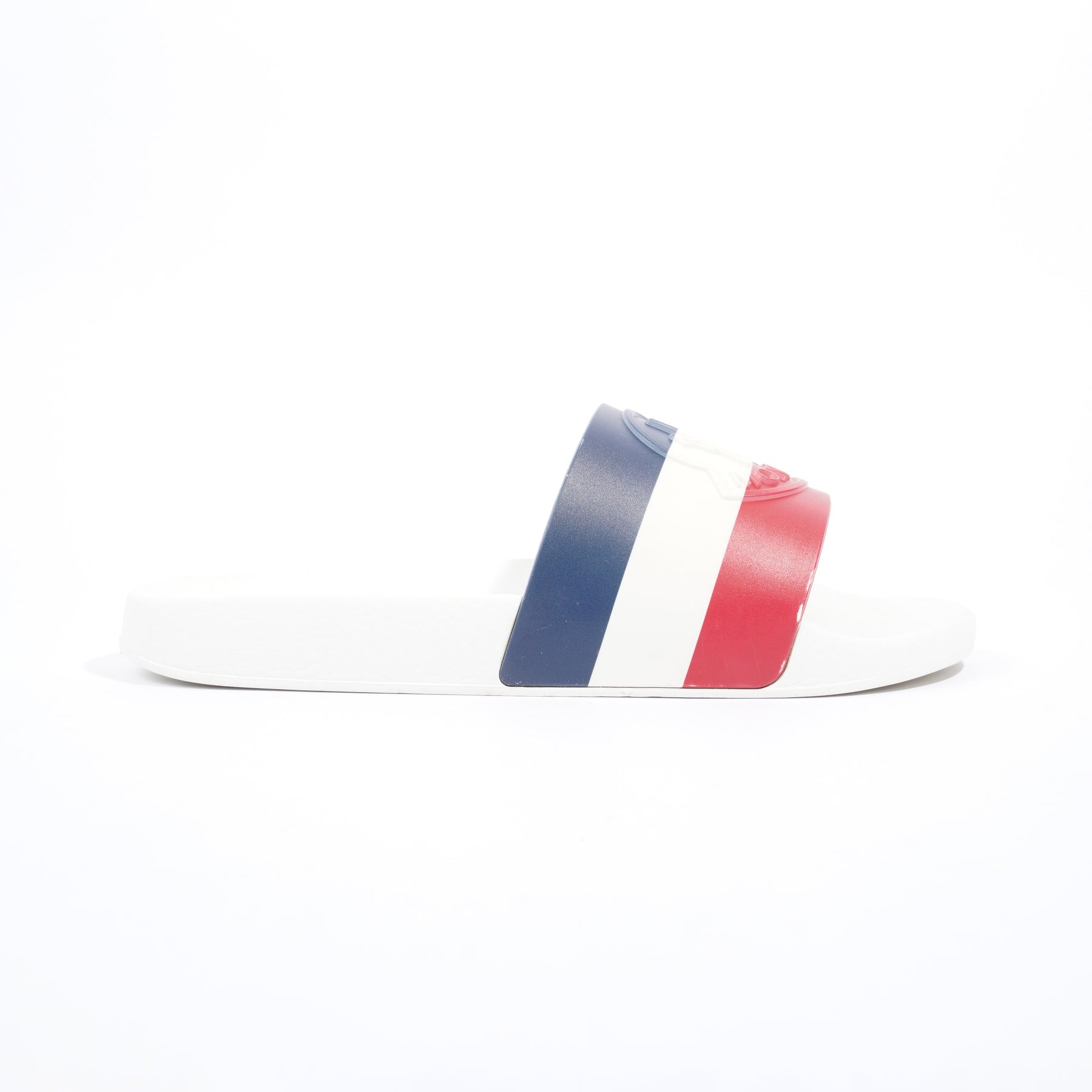 Moncler Basile Stripe Slides White / Red / Blue Stripe Rubber EU 40 UK ...
