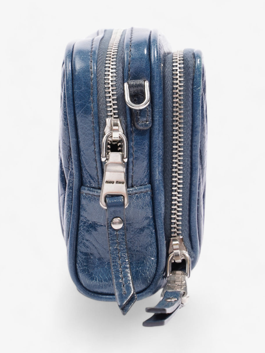 Miu Miu Crossbody Bag Blue Matelasse Leather Image 5