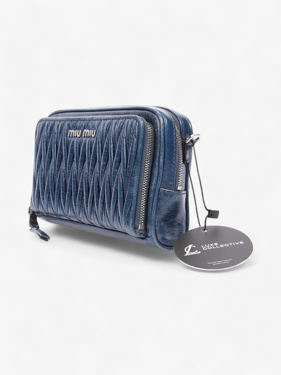 Miu Miu Crossbody Bag Blue Matelasse Leather Image 9