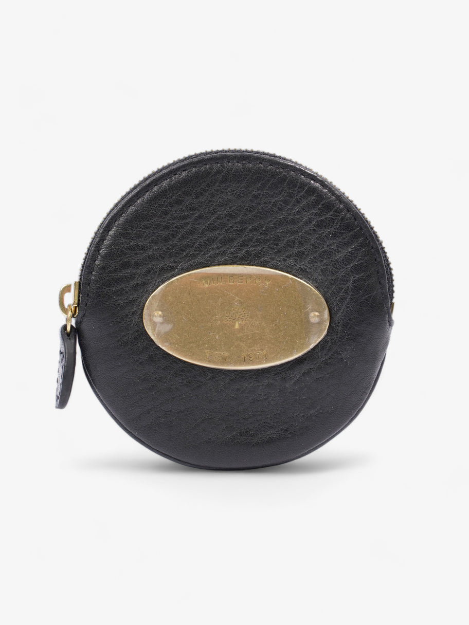 Coin Purse Black Grained Leather Mini Image 1