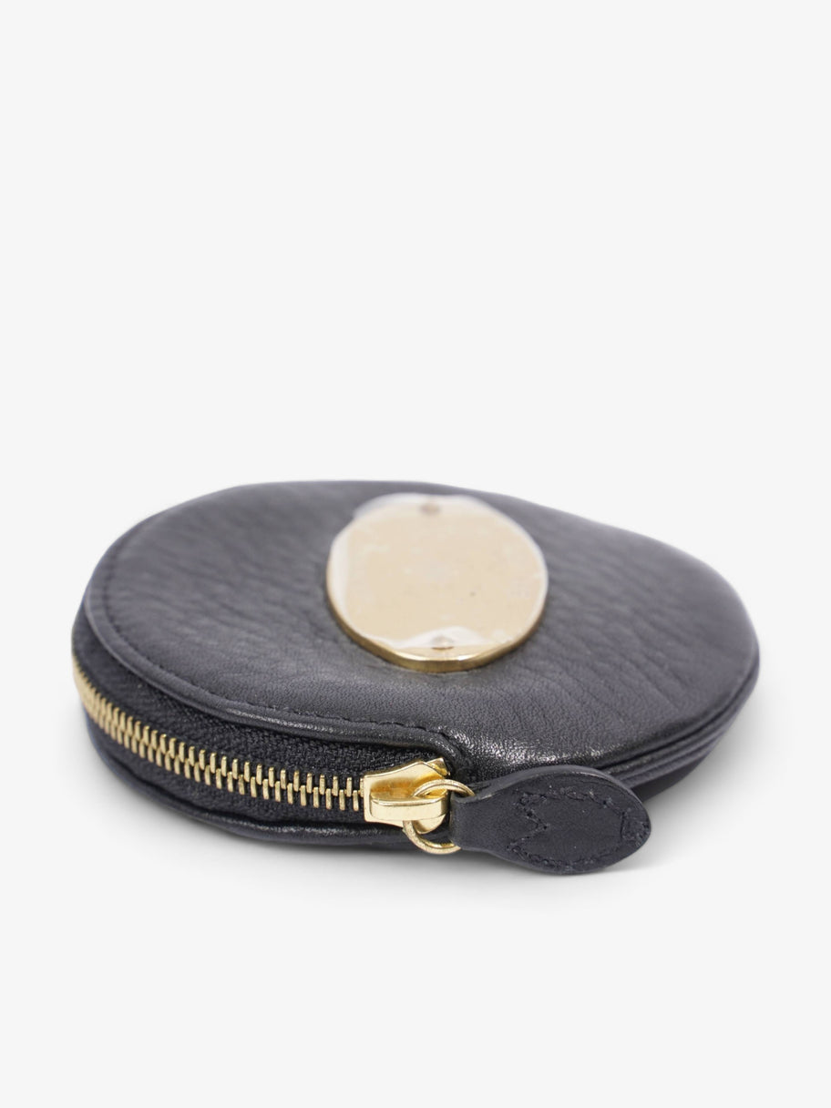 Coin Purse Black Grained Leather Mini Image 4