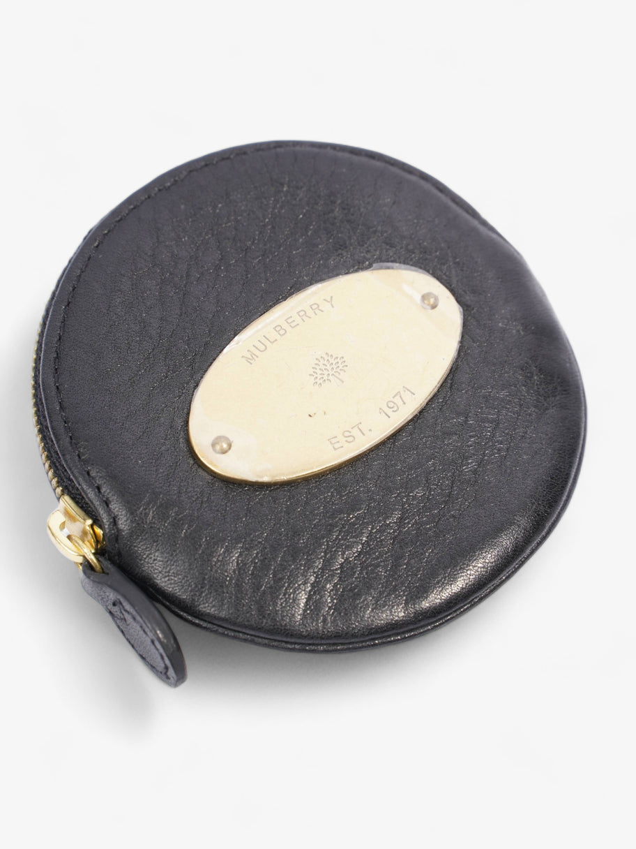 Coin Purse Black Grained Leather Mini Image 5