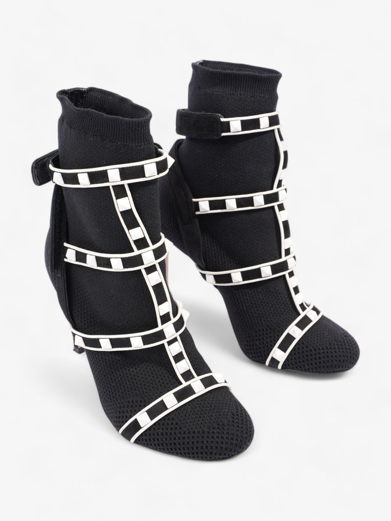  Rockstud Ankle Boots 90 Black / White Studs Cotton EU 35 UK 2