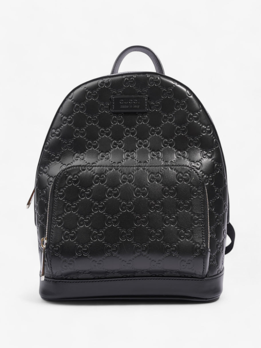 Gucci Signature Backpack Black Embossed Leather Small Image 1