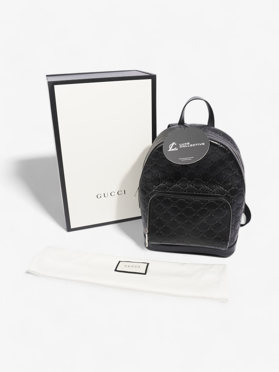 Gucci Signature Backpack Black Embossed Leather Small Image 10