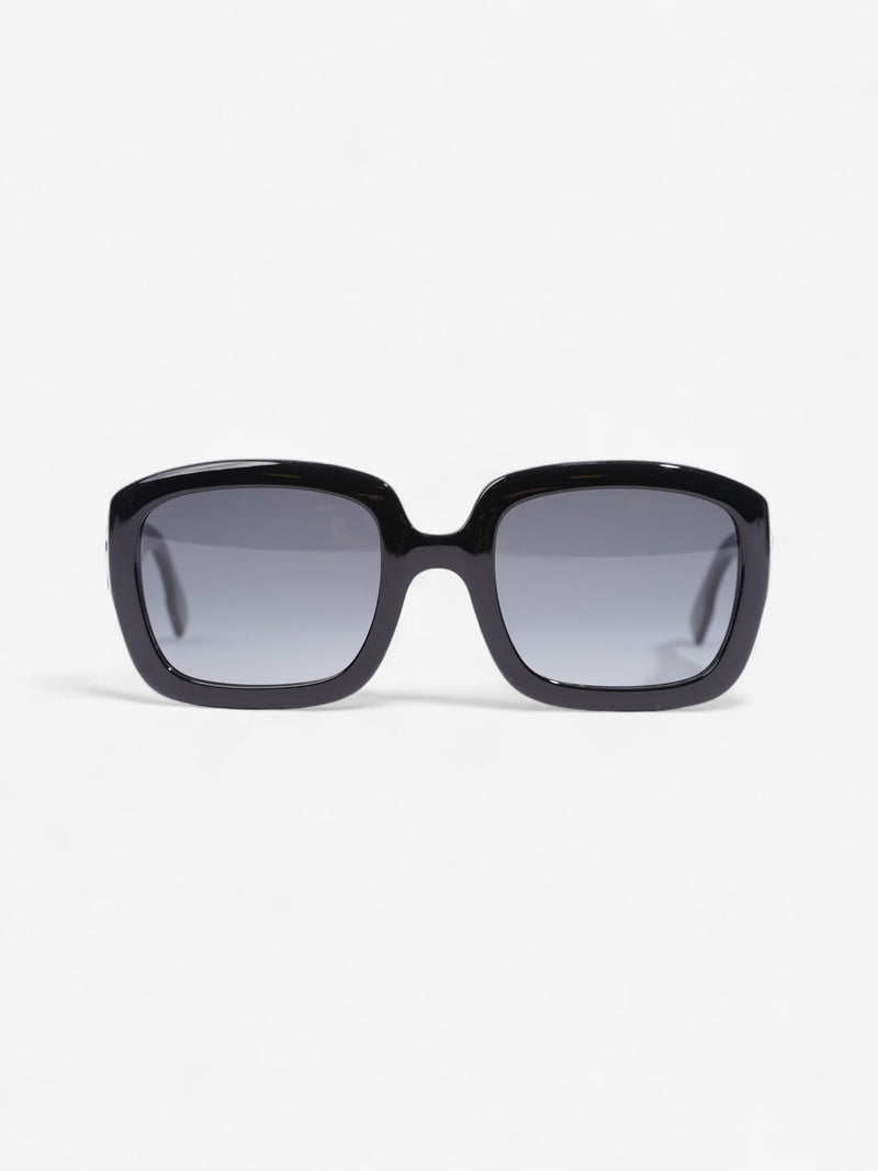  Christian Dior Square Sunglasses Black Acetate 145mm