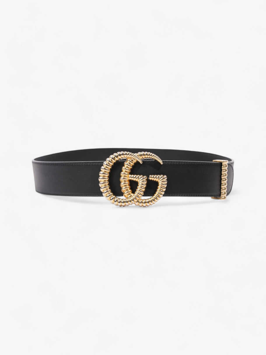 Gucci Double G Belt Black / Gold Leather 80cm / 32