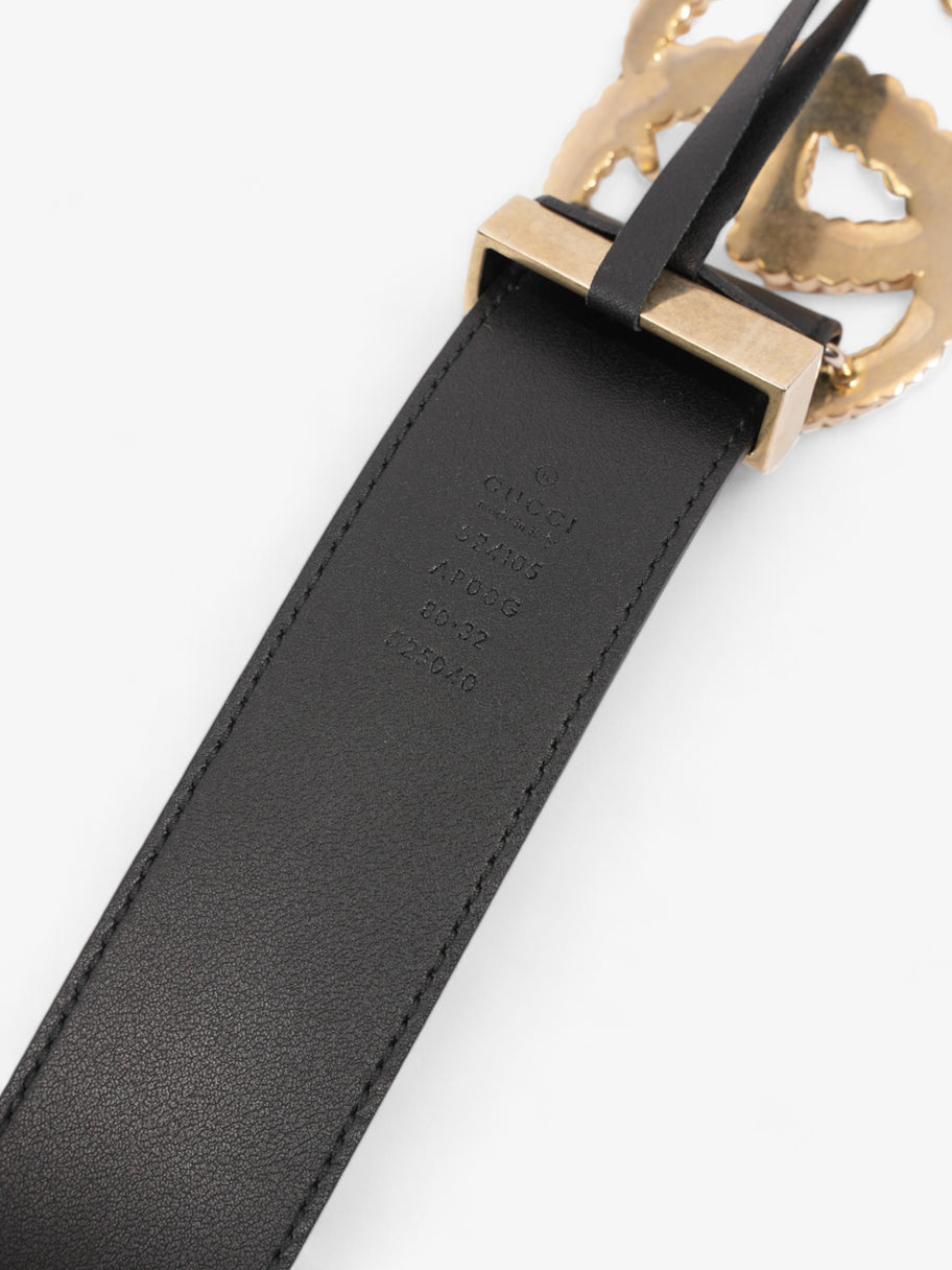 Gucci Double G Belt Black / Gold Leather 80cm / 32