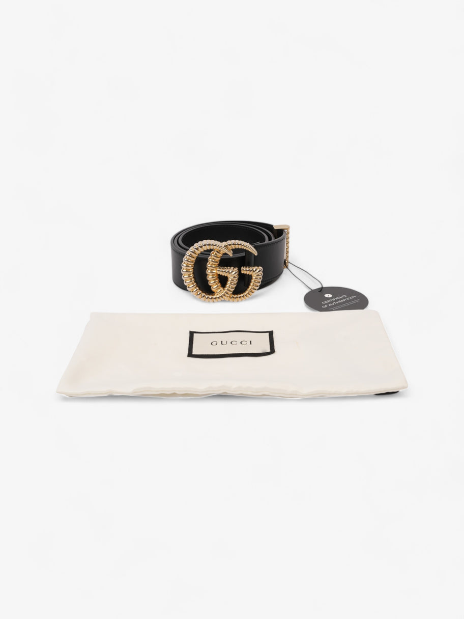 Gucci Double G Belt Black / Gold Leather 80cm / 32