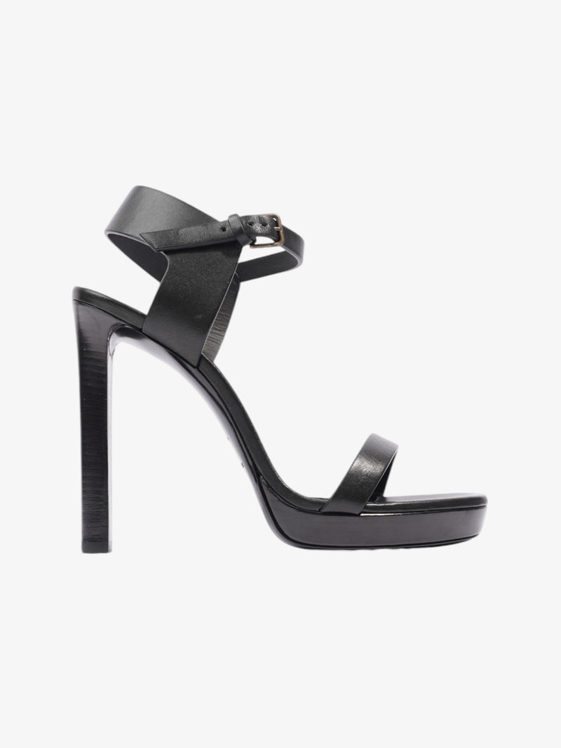  Saint Laurent Ankle Strap Heels 120 Black Leather EU 39 UK 6