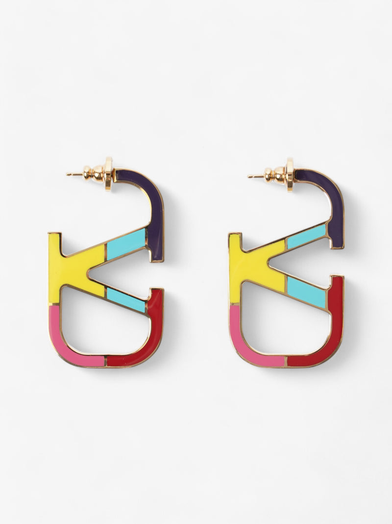  Valentino V Logo Earrings Gold / Multicoloured Base Metal