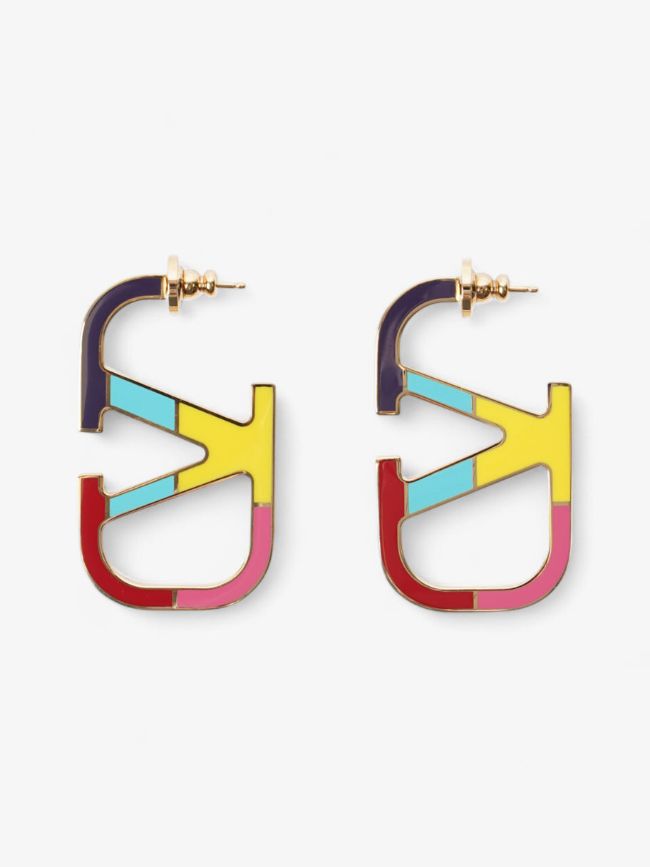 Valentino V Logo Earrings Gold / Multicoloured Base Metal Image 2