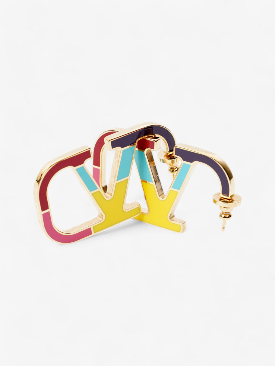 Valentino V Logo Earrings Gold / Multicoloured Base Metal Image 3