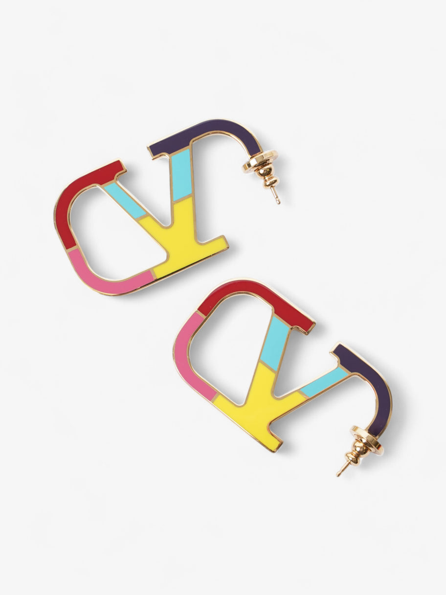 Valentino V Logo Earrings Gold / Multicoloured Base Metal Image 4