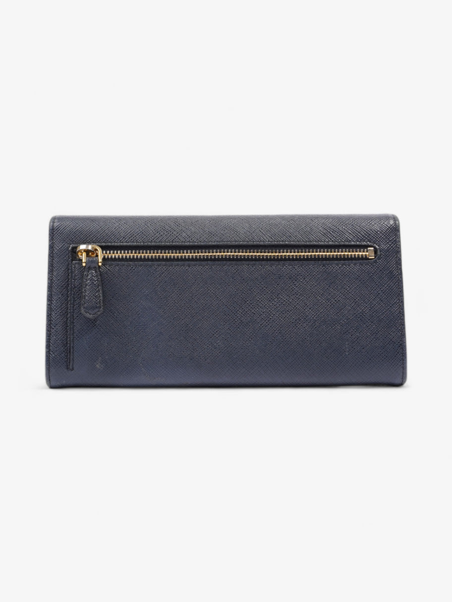 Prada Continental Wallet Navy Blue Saffiano Leather Image 2